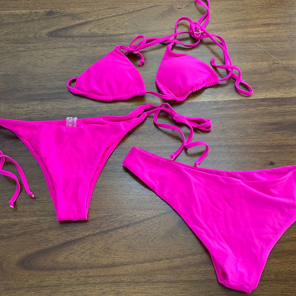 Hot Pink Bikini Top w/ Mix Match Bottom